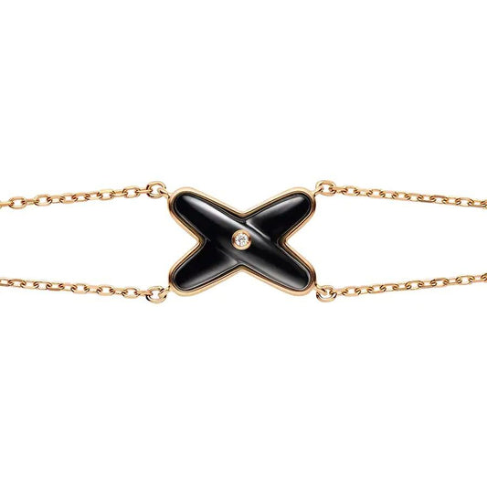 [Royal Jewelry]JEUX BRACELET ONYX PINK GOLD 1 DIAMOND
