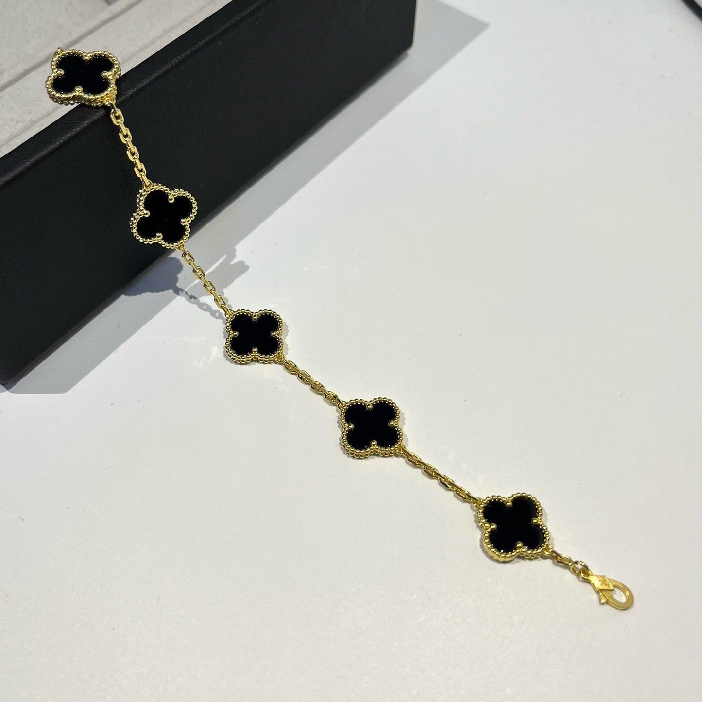 [Royal Jewelry]CLOVER  5 MOTIFS BLACK ONYX BRACELET