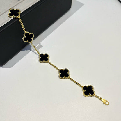 [Royal Jewelry]CLOVER  5 MOTIFS BLACK ONYX BRACELET