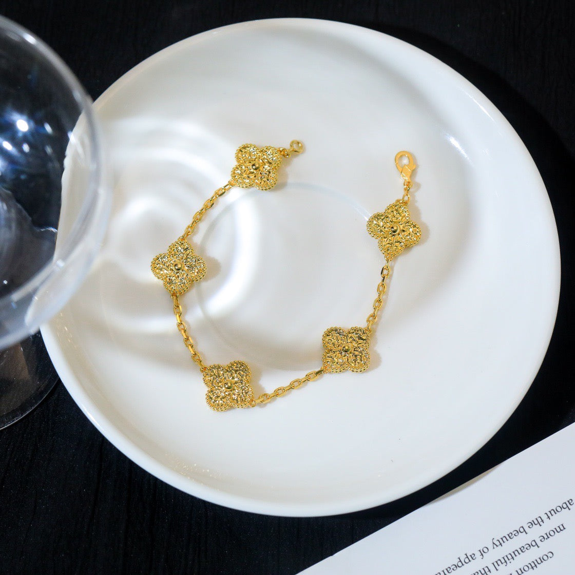 [Royal Jewelry]CLOVER 5 MOTIFS BRONZING BRACELET