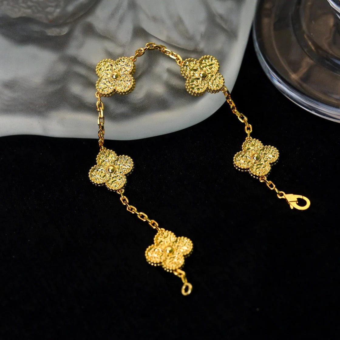 [Royal Jewelry]CLOVER 5 MOTIFS BRONZING BRACELET