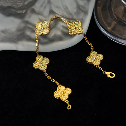 [Royal Jewelry]CLOVER 5 MOTIFS BRONZING BRACELET