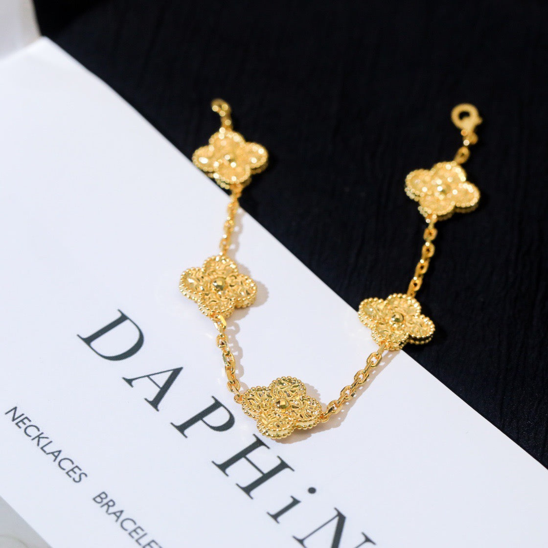 [Royal Jewelry]CLOVER 5 MOTIFS BRONZING BRACELET