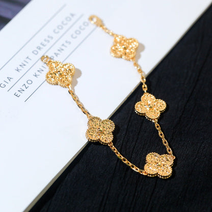 [Royal Jewelry]CLOVER 5 MOTIFS BRONZING BRACELET