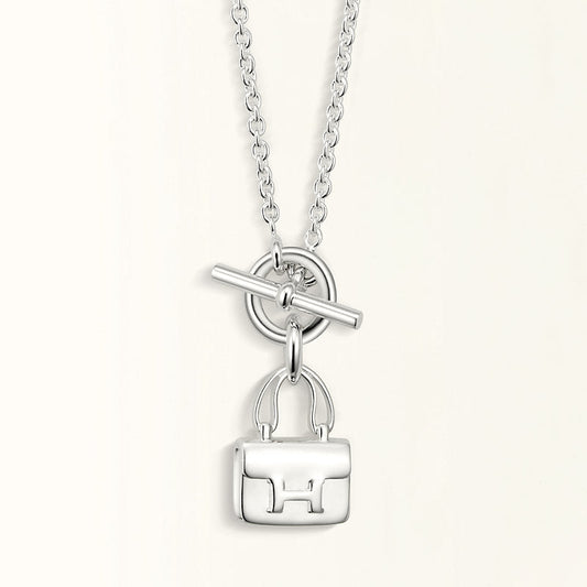 [Royal Jewelry]POP H PEDANT SILVER NECKLACE