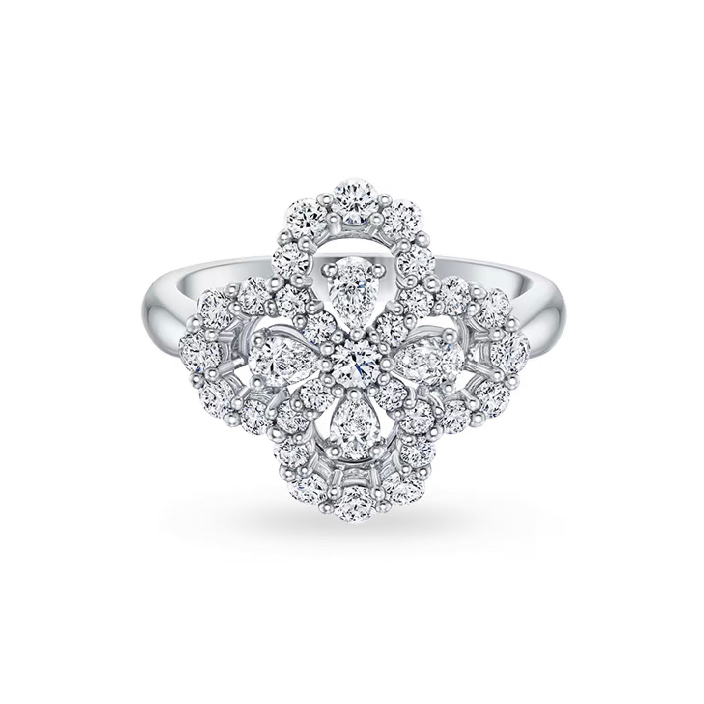 [Royal Jewelry]LOOP RING FULL MOTIF DIAMOND 16MM SILVE