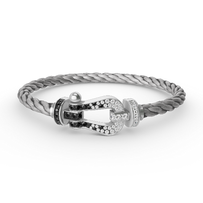 [Royal Jewelry]FORCE LARGE HORSESHOE BLACK WHITE DIAMOND BRACELET SILVER