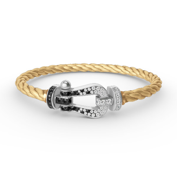 [Royal Jewelry]FORCE LARGE HORSESHOE BLACK WHITE DIAMOND BRACELET SILVER