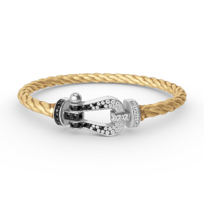 [Royal Jewelry]FORCE LARGE HORSESHOE BLACK WHITE DIAMOND BRACELET SILVER