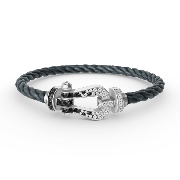 [Royal Jewelry]FORCE LARGE HORSESHOE BLACK WHITE DIAMOND BRACELET SILVER