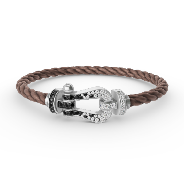 [Royal Jewelry]FORCE LARGE HORSESHOE BLACK WHITE DIAMOND BRACELET SILVER