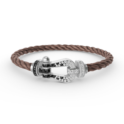 [Royal Jewelry]FORCE LARGE HORSESHOE BLACK WHITE DIAMOND BRACELET SILVER