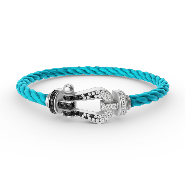 [Royal Jewelry]FORCE LARGE HORSESHOE BLACK WHITE DIAMOND BRACELET SILVER