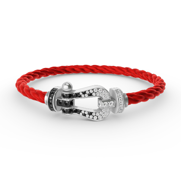 [Royal Jewelry]FORCE LARGE HORSESHOE BLACK WHITE DIAMOND BRACELET SILVER