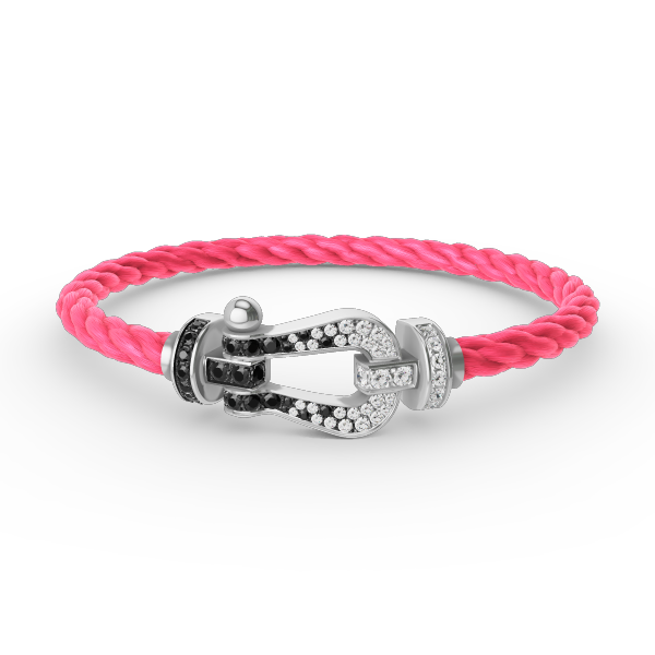[Royal Jewelry]FORCE LARGE HORSESHOE BLACK WHITE DIAMOND BRACELET SILVER