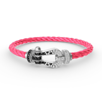 [Royal Jewelry]FORCE LARGE HORSESHOE BLACK WHITE DIAMOND BRACELET SILVER