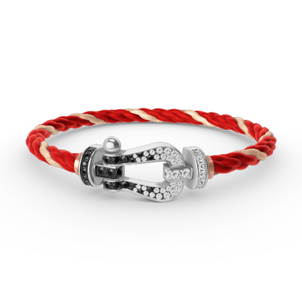 [Royal Jewelry]FORCE LARGE HORSESHOE BLACK WHITE DIAMOND BRACELET SILVER