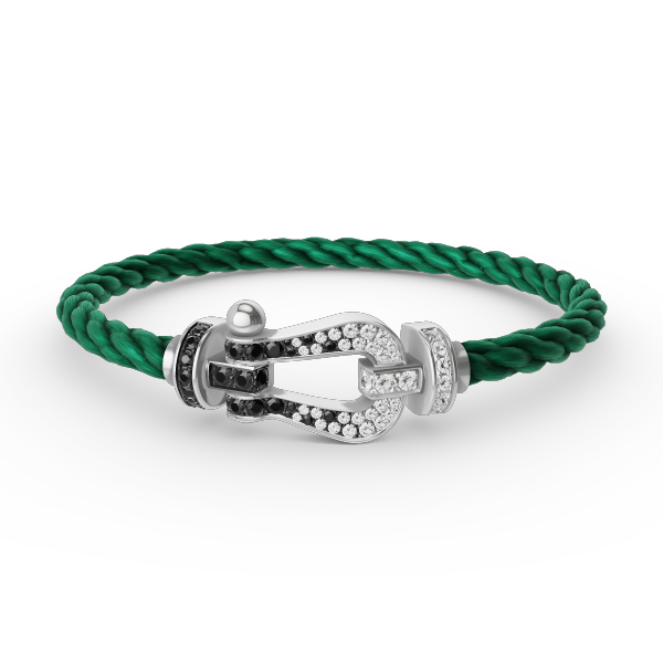 [Royal Jewelry]FORCE LARGE HORSESHOE BLACK WHITE DIAMOND BRACELET SILVER