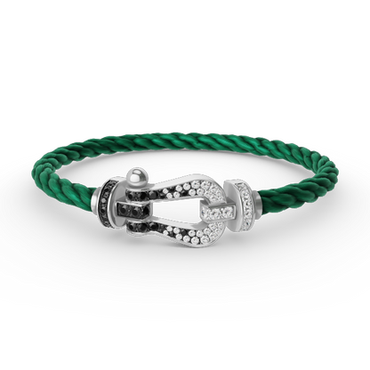 [Royal Jewelry]FORCE LARGE HORSESHOE BLACK WHITE DIAMOND BRACELET SILVER
