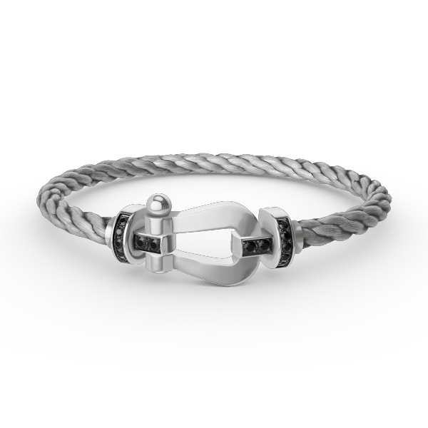 [Royal Jewelry]FORCE LARGE HORSESHOE BLACK DIAMOND BRACELET SILVER