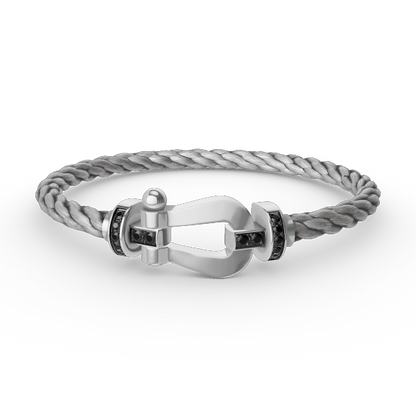 [Royal Jewelry]FORCE LARGE HORSESHOE BLACK DIAMOND BRACELET SILVER