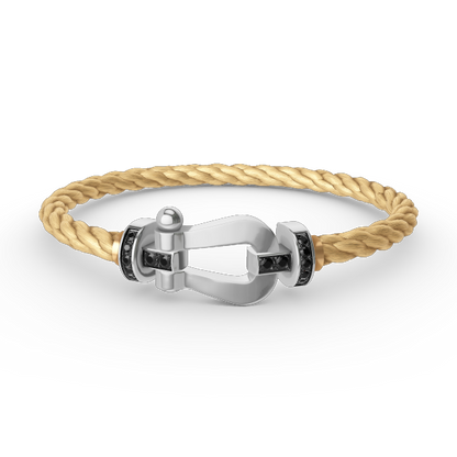 [Royal Jewelry]FORCE LARGE HORSESHOE BLACK DIAMOND BRACELET SILVER