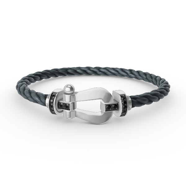 [Royal Jewelry]FORCE LARGE HORSESHOE BLACK DIAMOND BRACELET SILVER