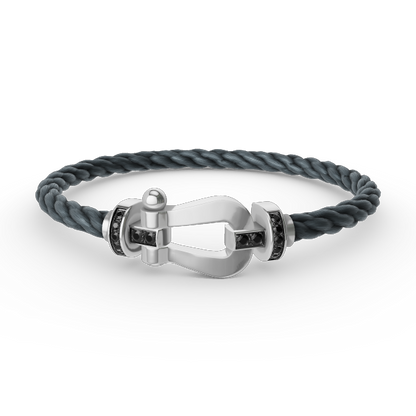 [Royal Jewelry]FORCE LARGE HORSESHOE BLACK DIAMOND BRACELET SILVER