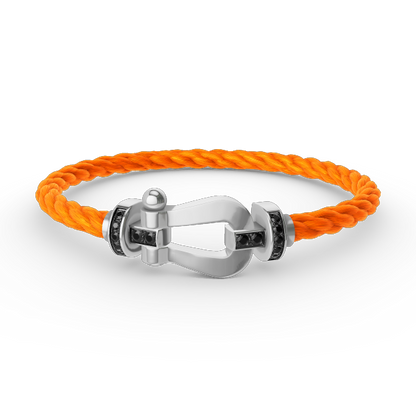 [Royal Jewelry]FORCE LARGE HORSESHOE BLACK DIAMOND BRACELET SILVER