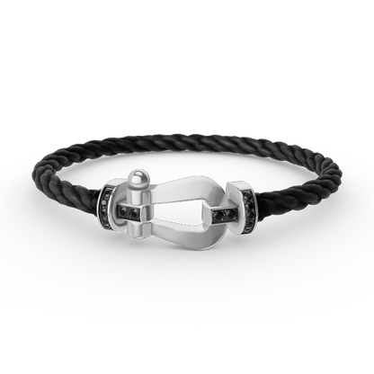 [Royal Jewelry]FORCE LARGE HORSESHOE BLACK DIAMOND BRACELET SILVER