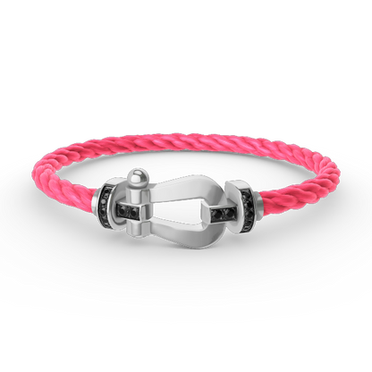 [Royal Jewelry]FORCE LARGE HORSESHOE BLACK DIAMOND BRACELET SILVER
