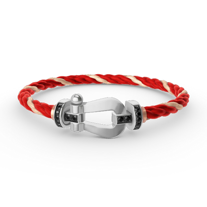 [Royal Jewelry]FORCE LARGE HORSESHOE BLACK DIAMOND BRACELET SILVER