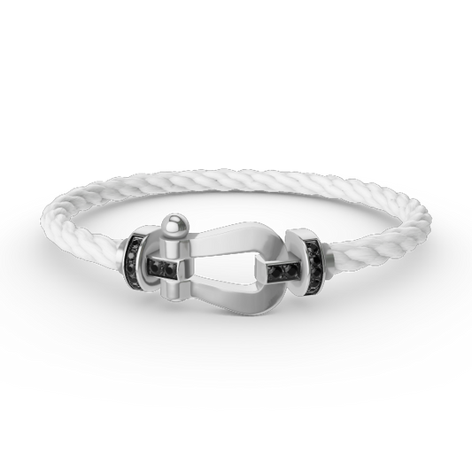 [Royal Jewelry]FORCE LARGE HORSESHOE BLACK DIAMOND BRACELET SILVER