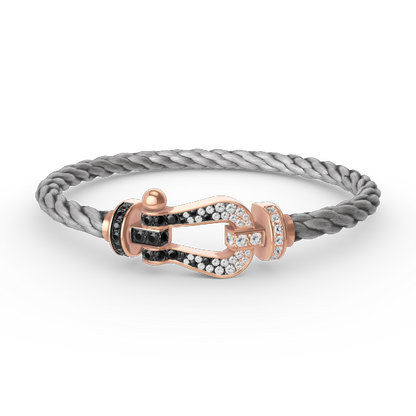 [Royal Jewelry]FORCE LARGE HORSESHOE BLACK WHITE DIAMOND BRACELET ROSE GOLD