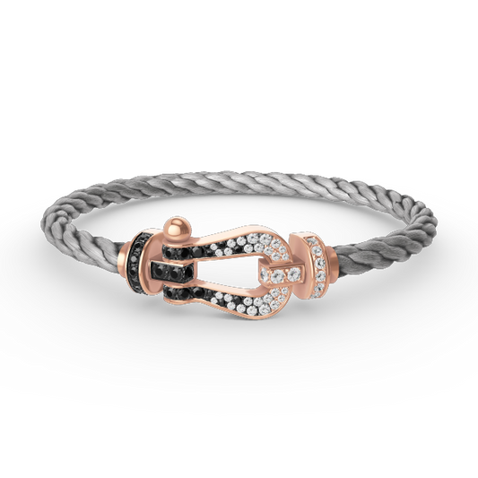 [Royal Jewelry]FORCE LARGE HORSESHOE BLACK WHITE DIAMOND BRACELET ROSE GOLD