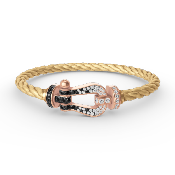 [Royal Jewelry]FORCE LARGE HORSESHOE BLACK WHITE DIAMOND BRACELET ROSE GOLD