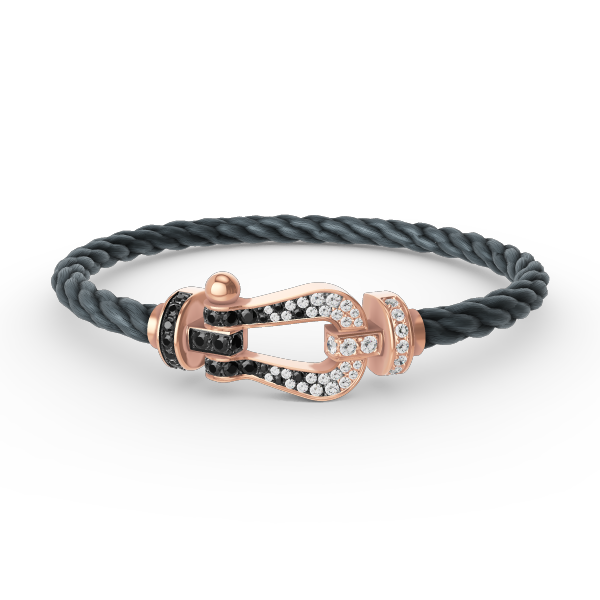 [Royal Jewelry]FORCE LARGE HORSESHOE BLACK WHITE DIAMOND BRACELET ROSE GOLD