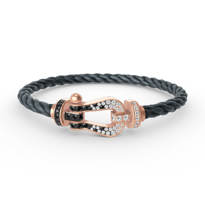 [Royal Jewelry]FORCE LARGE HORSESHOE BLACK WHITE DIAMOND BRACELET ROSE GOLD