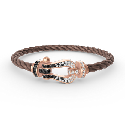 [Royal Jewelry]FORCE LARGE HORSESHOE BLACK WHITE DIAMOND BRACELET ROSE GOLD