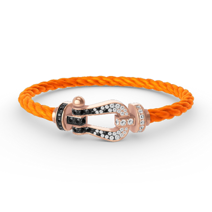 [Royal Jewelry]FORCE LARGE HORSESHOE BLACK WHITE DIAMOND BRACELET ROSE GOLD