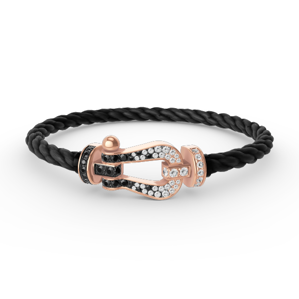 [Royal Jewelry]FORCE LARGE HORSESHOE BLACK WHITE DIAMOND BRACELET ROSE GOLD