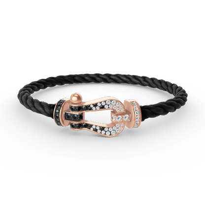 [Royal Jewelry]FORCE LARGE HORSESHOE BLACK WHITE DIAMOND BRACELET ROSE GOLD