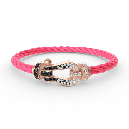[Royal Jewelry]FORCE LARGE HORSESHOE BLACK WHITE DIAMOND BRACELET ROSE GOLD