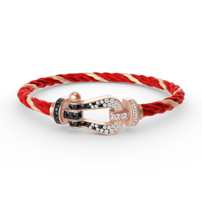 [Royal Jewelry]FORCE LARGE HORSESHOE BLACK WHITE DIAMOND BRACELET ROSE GOLD
