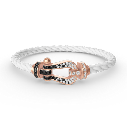 [Royal Jewelry]FORCE LARGE HORSESHOE BLACK WHITE DIAMOND BRACELET ROSE GOLD