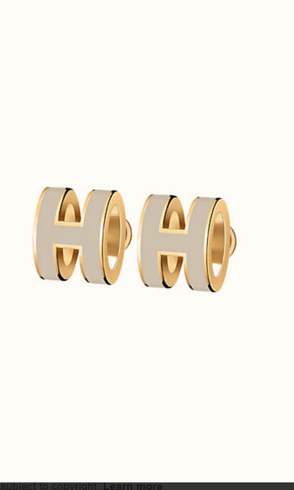 [Royal Jewelry]MINI POP H GOLD EARRINGS GREY