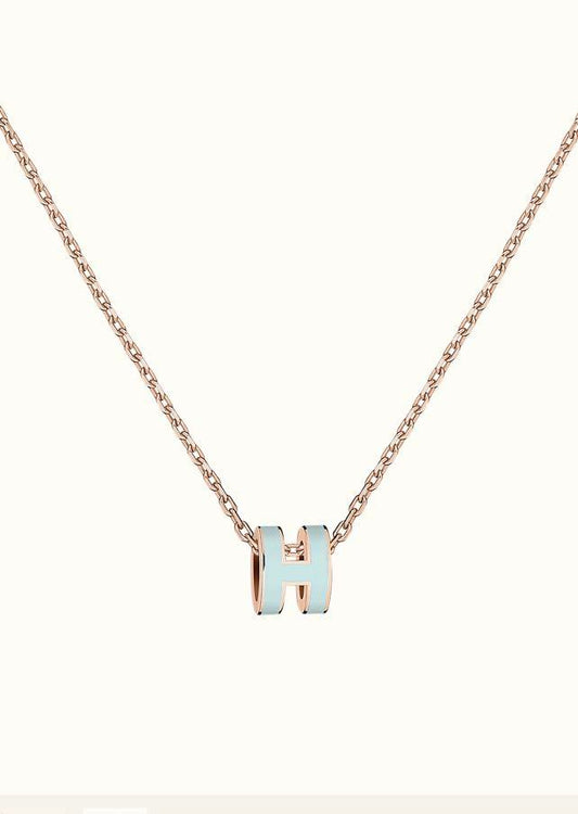 [Royal Jewelry]POP H LIGHT BLUE NECKLACE