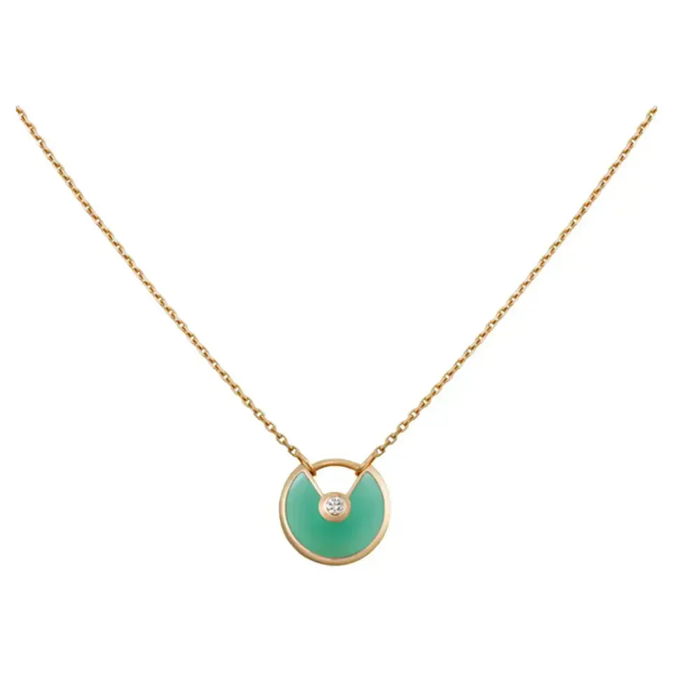 [Royal Jewelry]AMULETTE GOLD MALACHITE NECKLACE