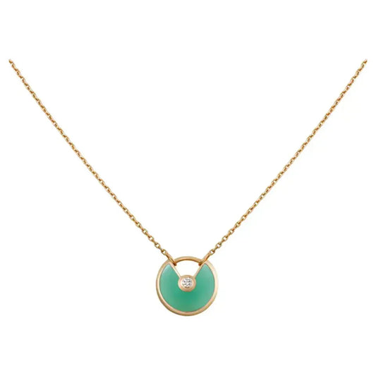 [Royal Jewelry]AMULETTE GOLD MALACHITE NECKLACE