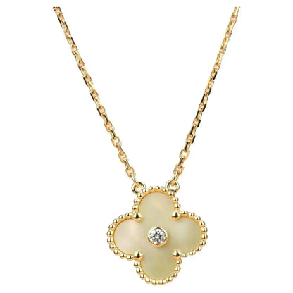 [Royal Jewelry]CLOVER 15MM DIAMOND GOLD MOTHER OF PEARL NECKLACE